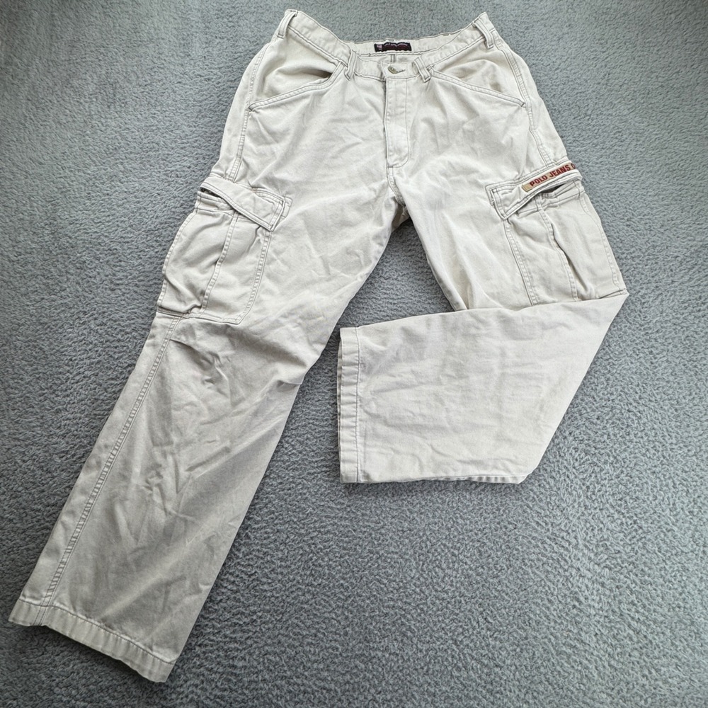 Polo Jeans‎ Company Freighter Pants Mens 30x29 Beige Cargo Ralph Lauren Y2K VTG